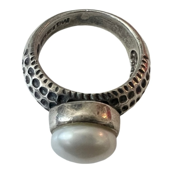 Sterling Silver Pearl Ring Signed Size 6.5 - Picture 3 of 4